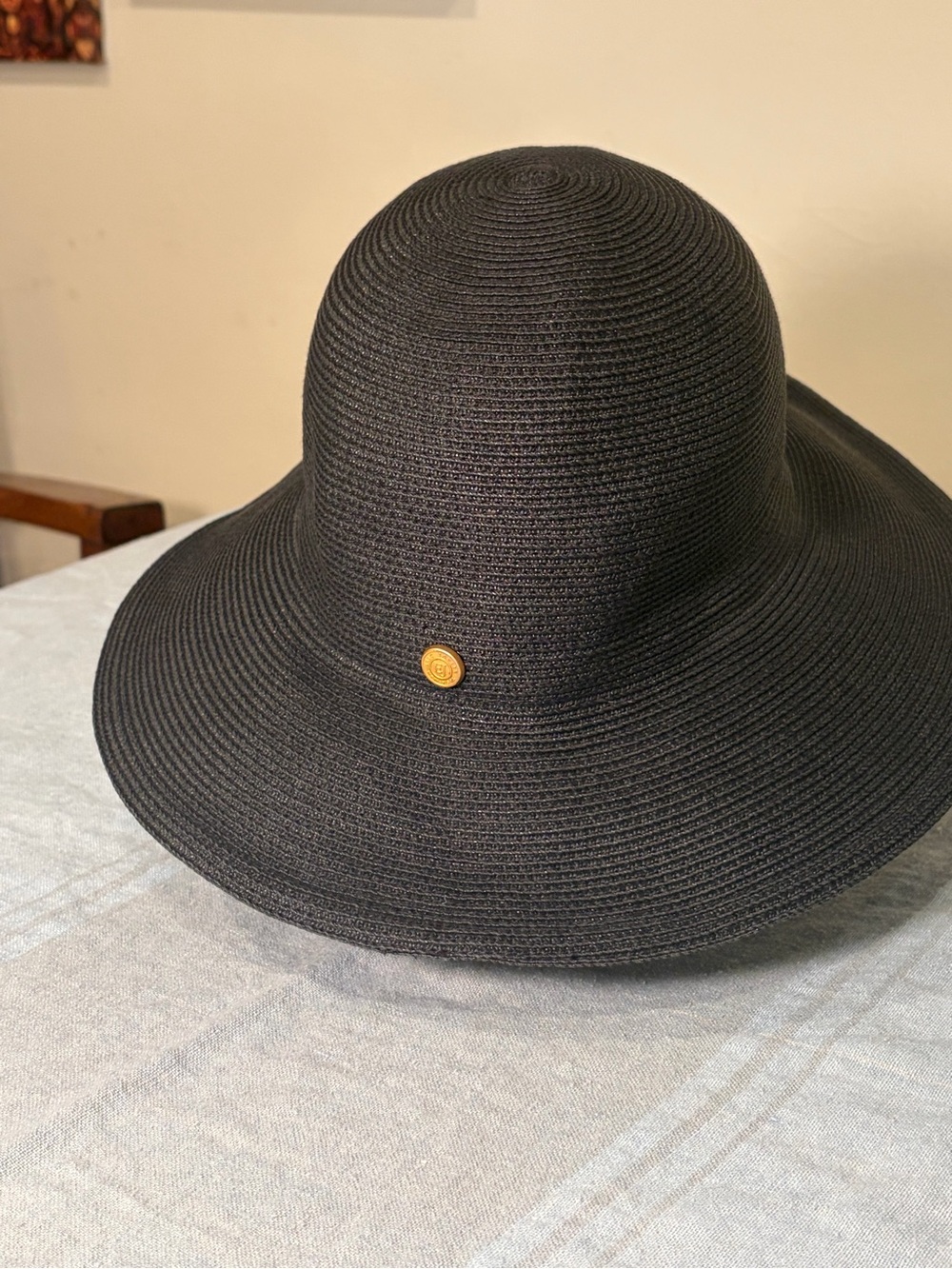 Eric Javits Womens Black Hamptons Sun Hat Wide-Brim Floppy Packable - Picture 3 of 10